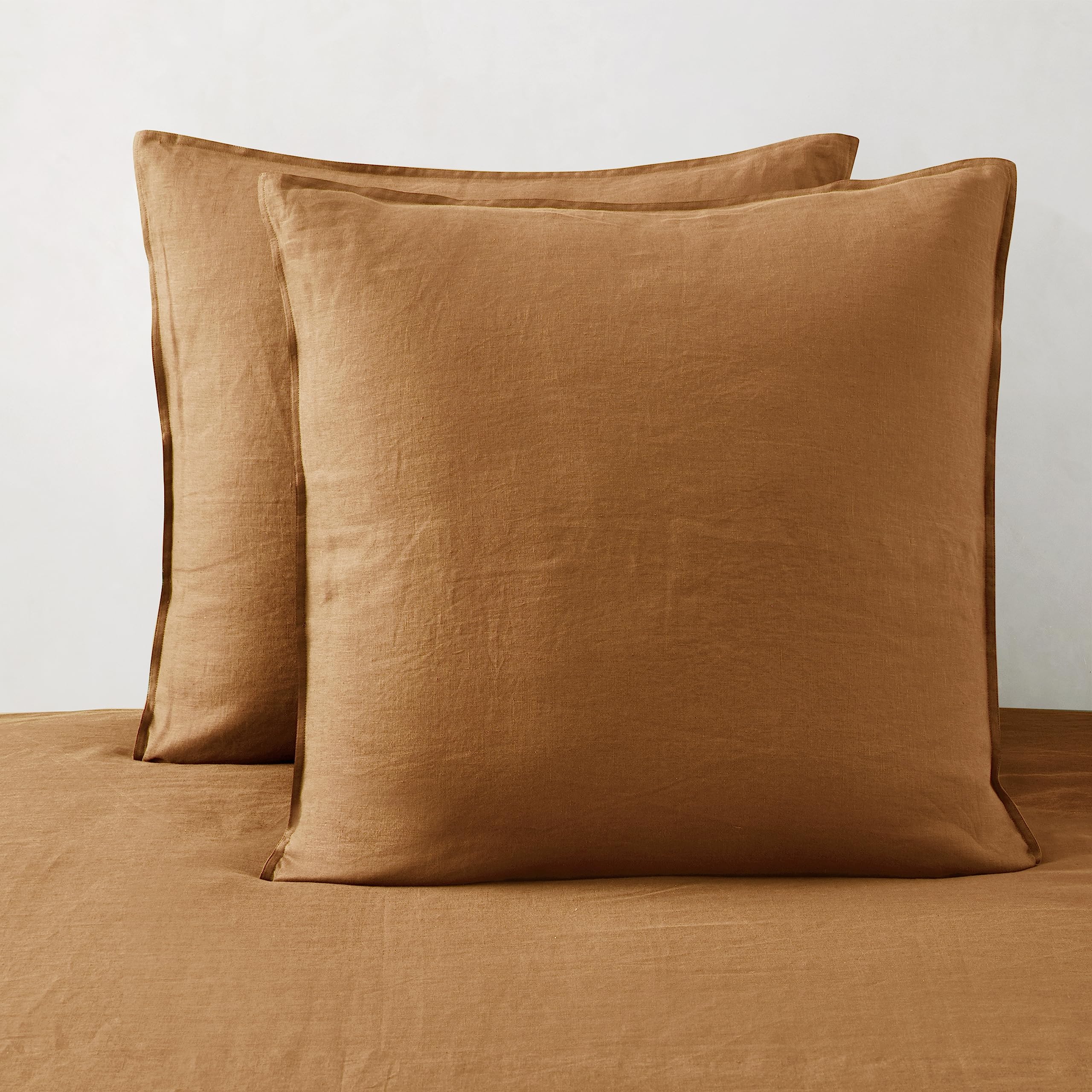 ATLINIA Linen Pillow Cases Euro Sham - 26 x 26 Inch Bed Pillow Protector Cover Set of 2 Bedding Cooling Neutral Pillowcase Shams