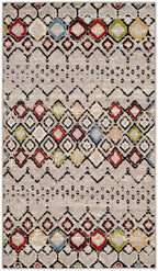Safavieh Amsterdam Collection Accent Rug - 3' X 5', Light Grey & Multi, Moroccan Boho Design, Non-Shedding & Easy Care, Ideal Fo