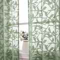 Ovzme Anji Bird Sage Green Sheer Curtains 45 Inches Long 2 Panels Set For Small Window, Light Filtering Privacy Cafe Curtains Ro