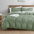 Nestl Boho Duvet Cover Twin - Boho Bedding Green Duvet Cover, 2 Piece Textured Duvet Cover Set, Double Brushed Twin Duvet Cover