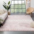 Well Woven Tribal Diamond Stripes Shag Blush Pink | Cozy 1 Thick | Area Rug 3x5 (311 x 53)