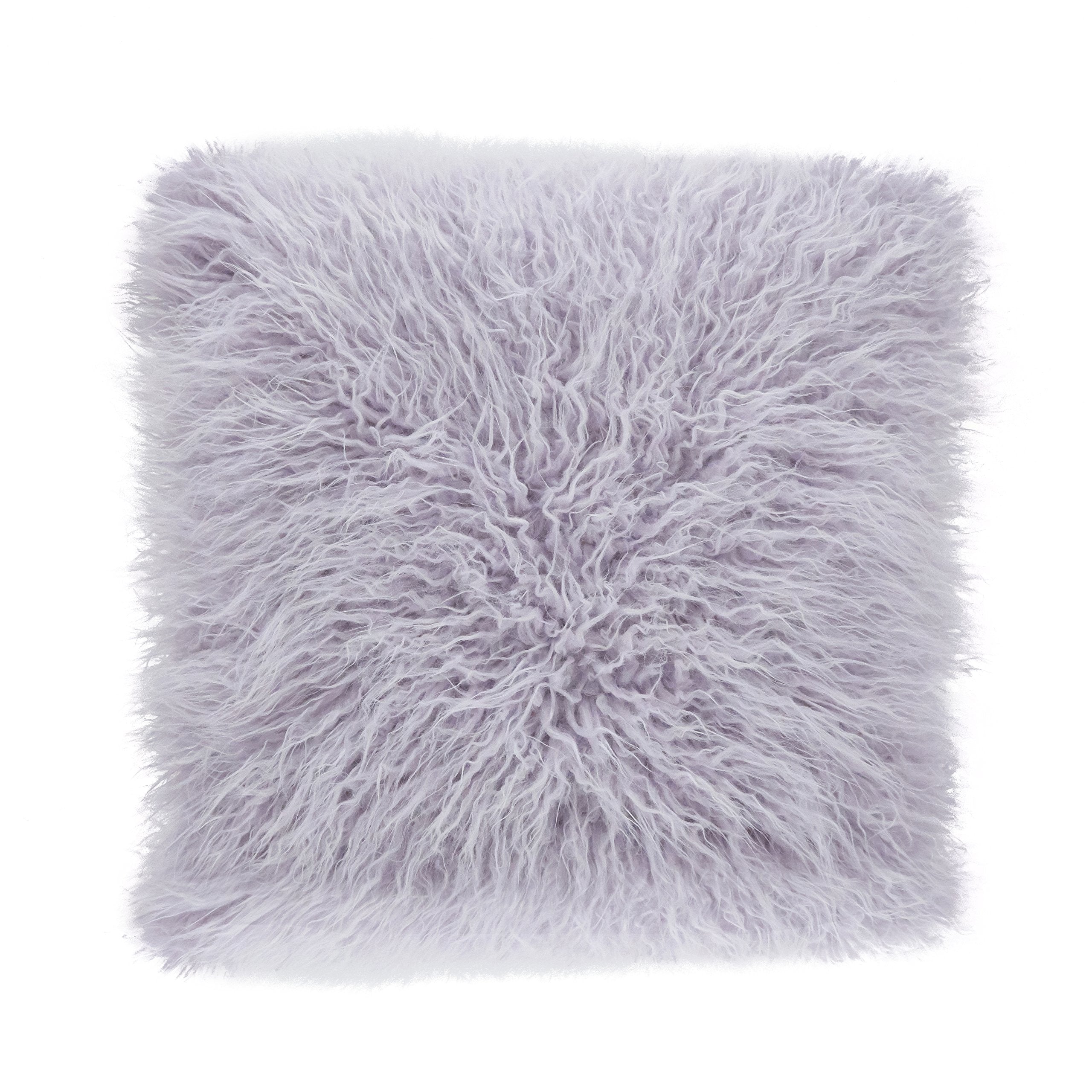 Saro Lifestyle Collection Mongolian Faux Fur Poly Filled Throw Pillow, 22', Lavender, 706.Lv22S