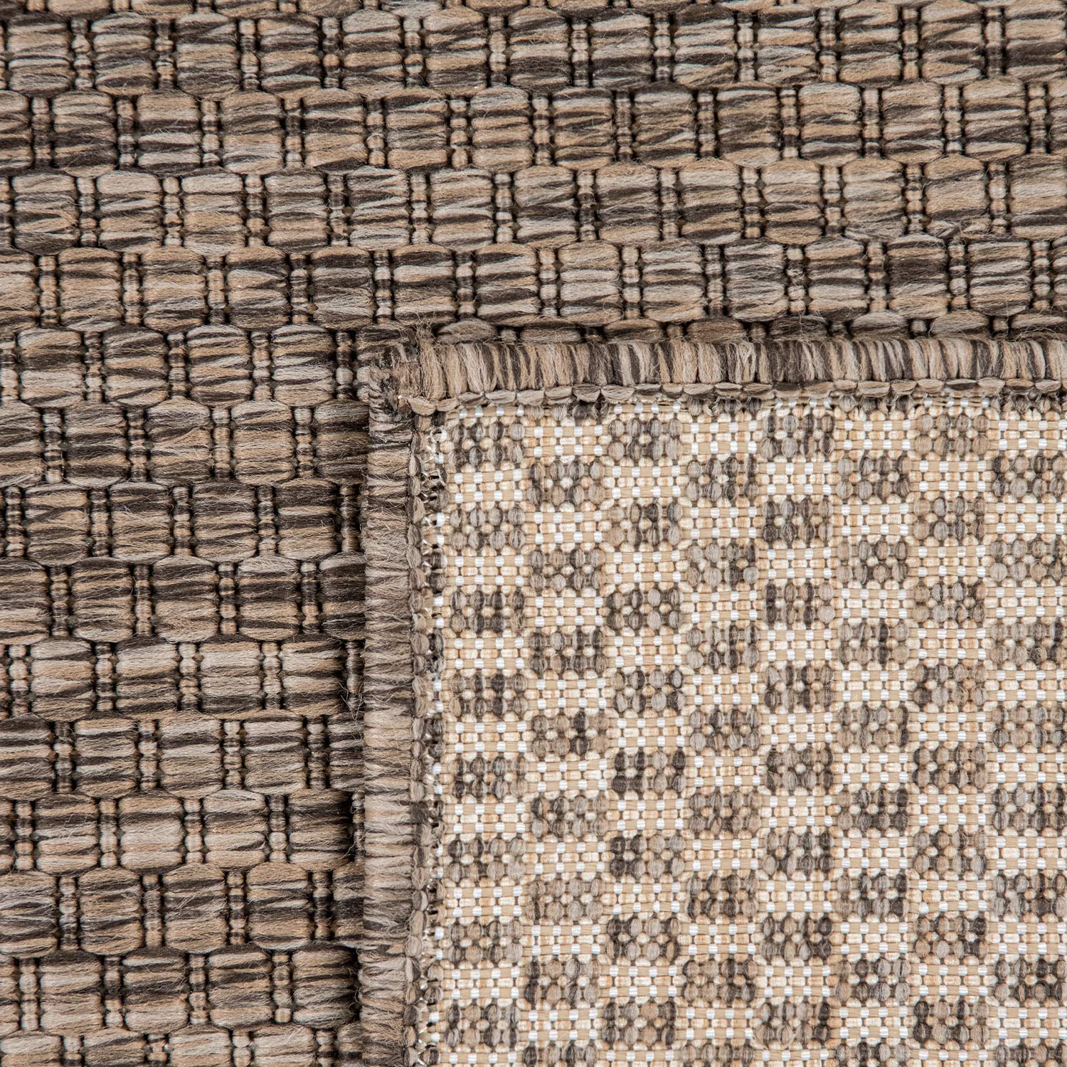 Solid Outdoor Rug For Patio Or Balcony Weatherproof In Mottled Brown, Size: 5'3' X 7'3'