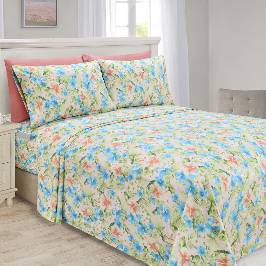Elegant Comfort Luxury Soft Bed Sheets Floral Pattern - 1500 Premium Hotel Quality Microfiber Softness Wrinkle And Fade Resistant (6-Piece) Bedding Set, Full, Magnolia
