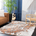 SAFAVIEH Horizon Shag Collection Area Rug - 6 x 9, Grey & Rust, Modern Abstract Design, Non-Shedding & Easy Care, 2-inch Thick