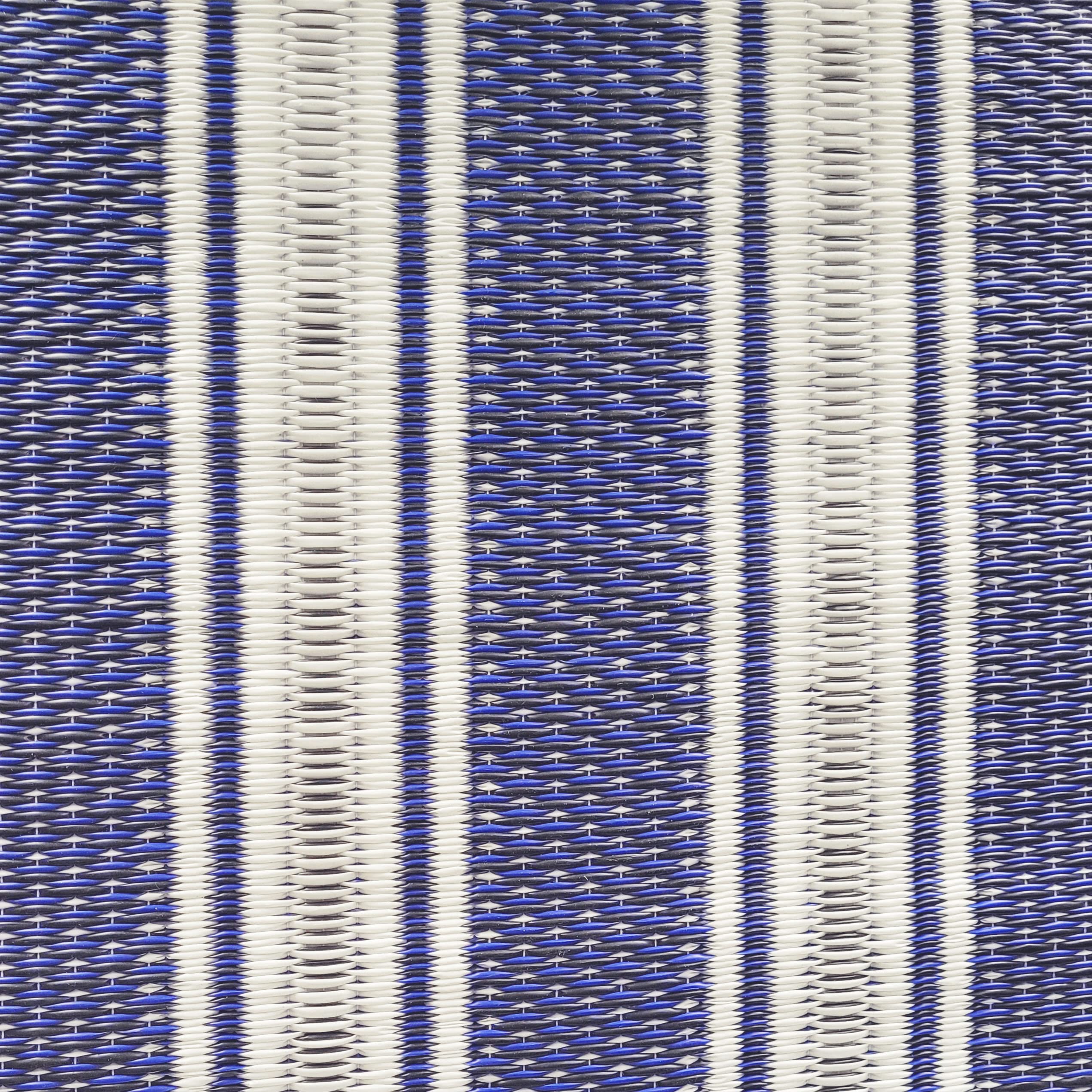 Mad Mats Geometric Outdoor Rug, Reversible Plastic Mat (4' X 6', Vertical Stripe - Blue/White)