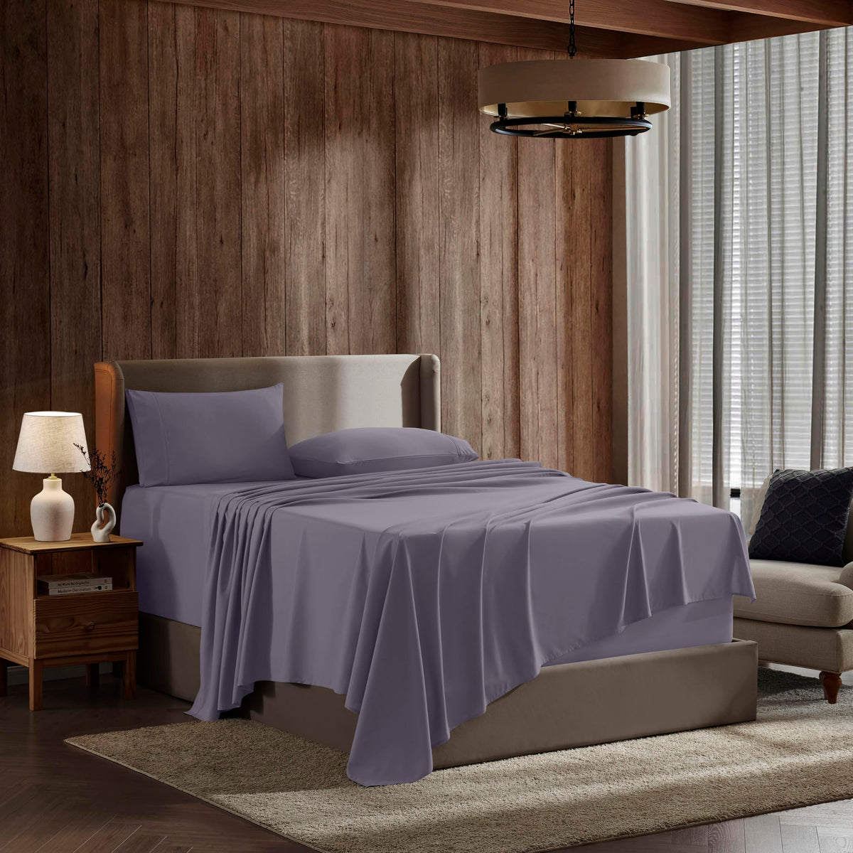 Nestl Full Size Sheet Sets - 4 Piece Full Size Sheets, Deep Pocket, Hotel Luxury, Extra Soft, Breathable And Cooling, Grayish Pu