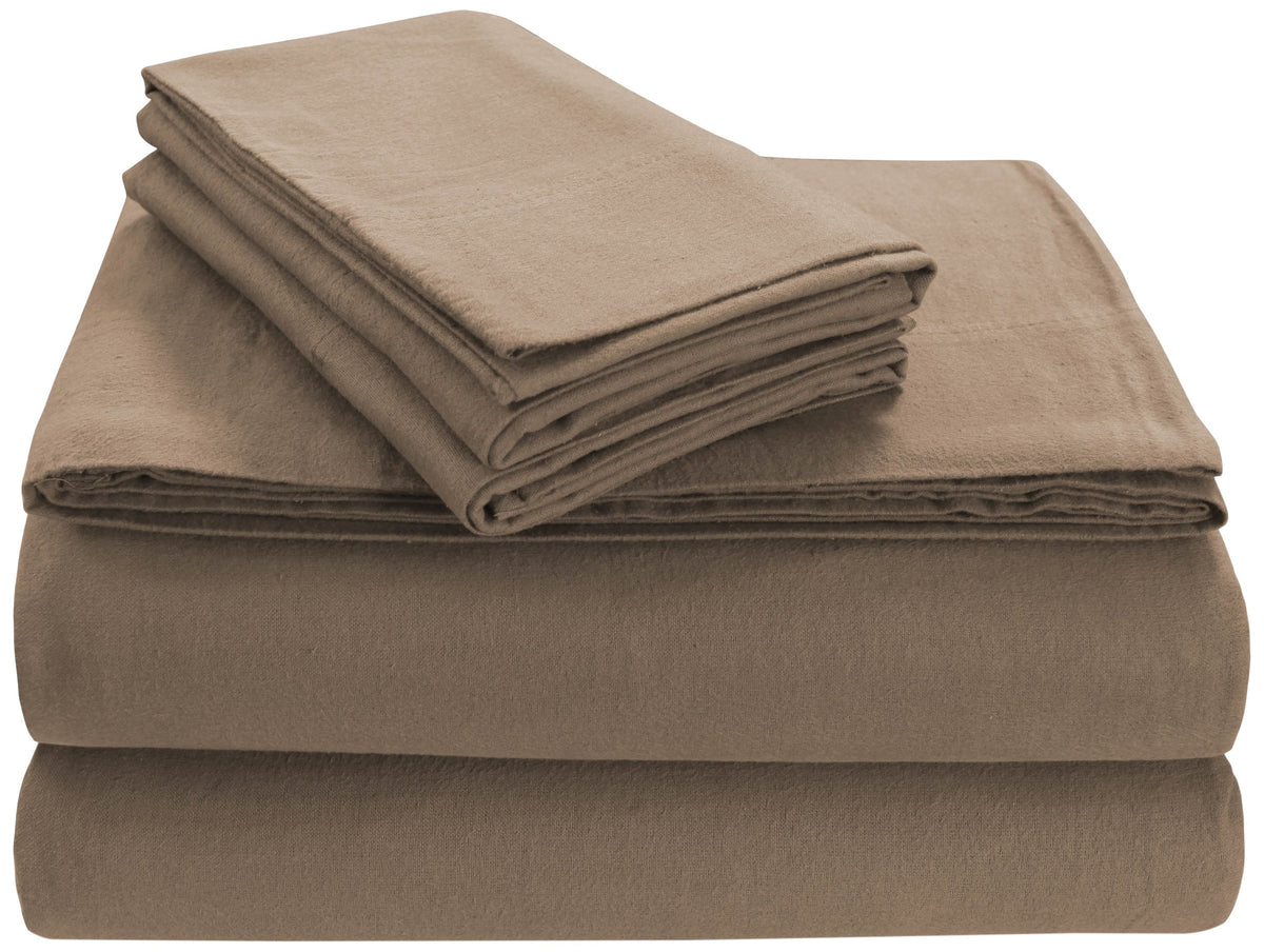Tribeca Living Fl170Edpcstcas Soft 170-Gsm Cotton Flannel Pillowcases, Standard, Cashmere