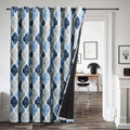 Beauoop 100% Blackout Curtains 84 Inches Long for Patio Sliding Door Blue Grey Extra Wide Moroccan Geo Room Darkening Thermal So