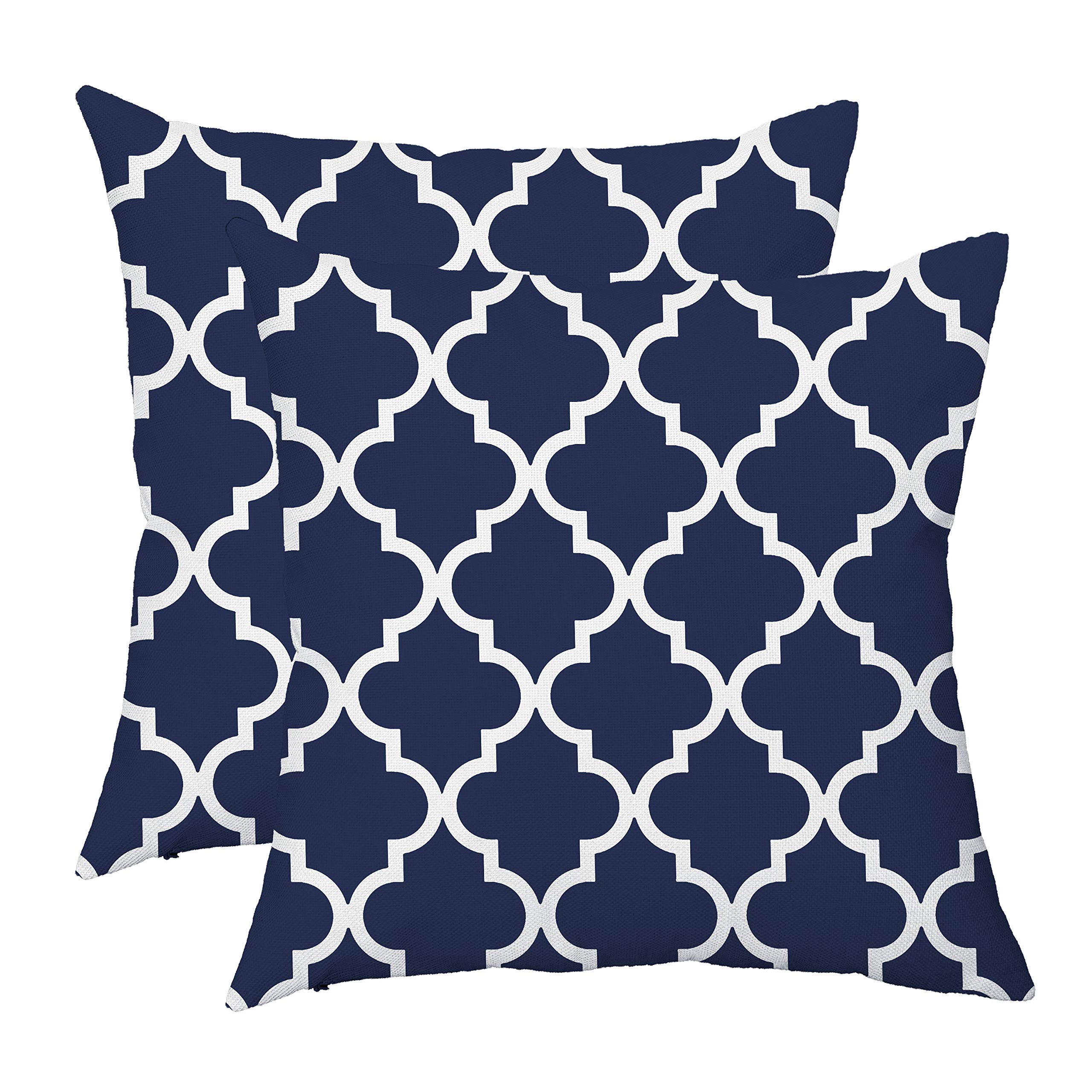 Taoson Pack Of 2 Canvas Throw Cushion Cover Pillow Covers Cases For Couch Sofa Home Decor Modern Quatrefoil Accent Geometric Wit