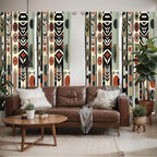 Ambesonne Bohemian Window Curtains Pack Of 2, Mid Century Modern Themed Circular Motifs Ovals And Stripes Geometric, Lightweight