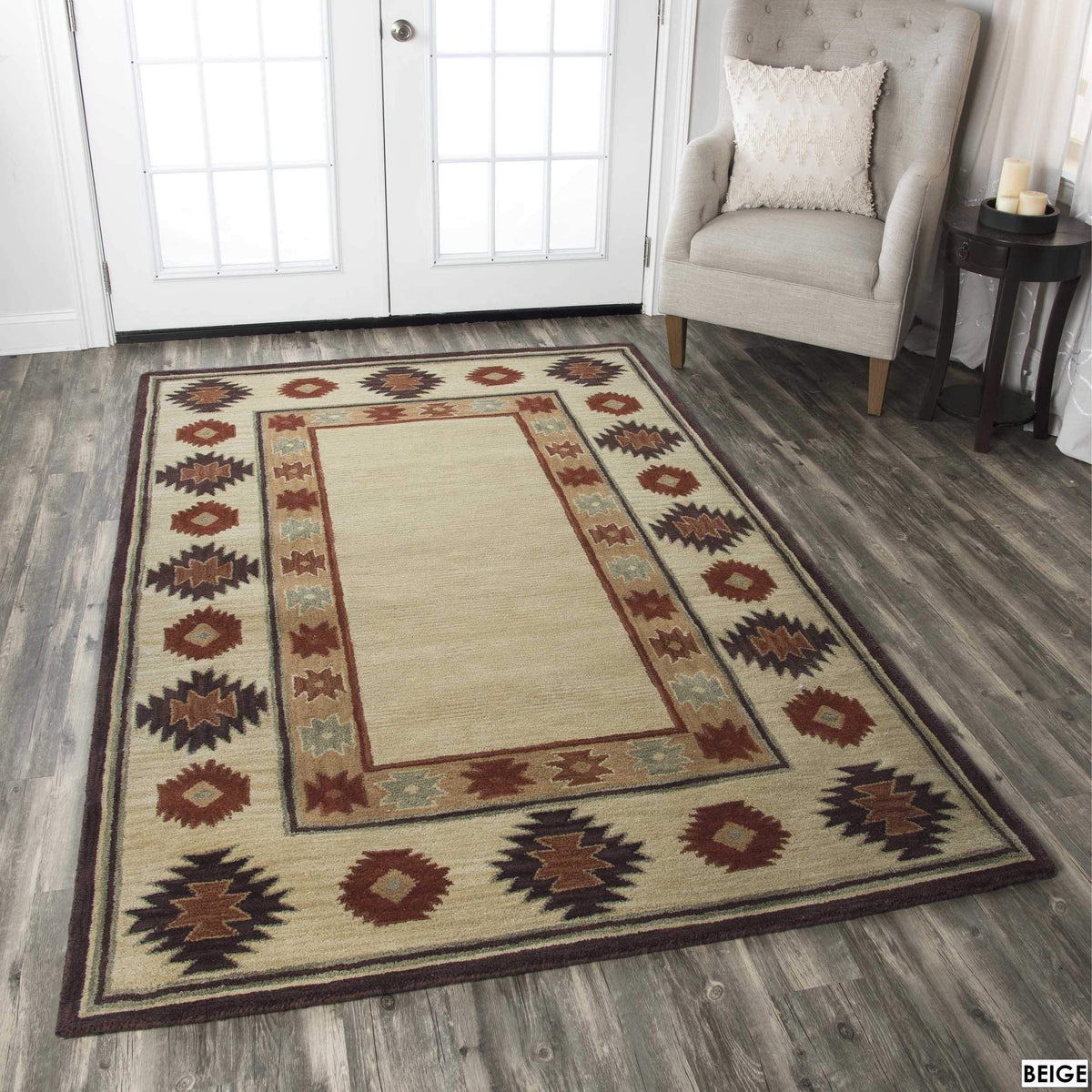 Rizzy Home Alora Decor Ryder 3' X 5' Tribal Tan/Sage/Navy/Burgundy Hand-Tufted Area Rug