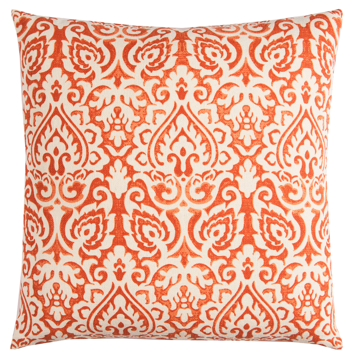 Rizzy Home | T10485 | 22&quot;x22&quot; Light Blue/Neutral/Orange Damask Decorative Pillow | Poly Fill