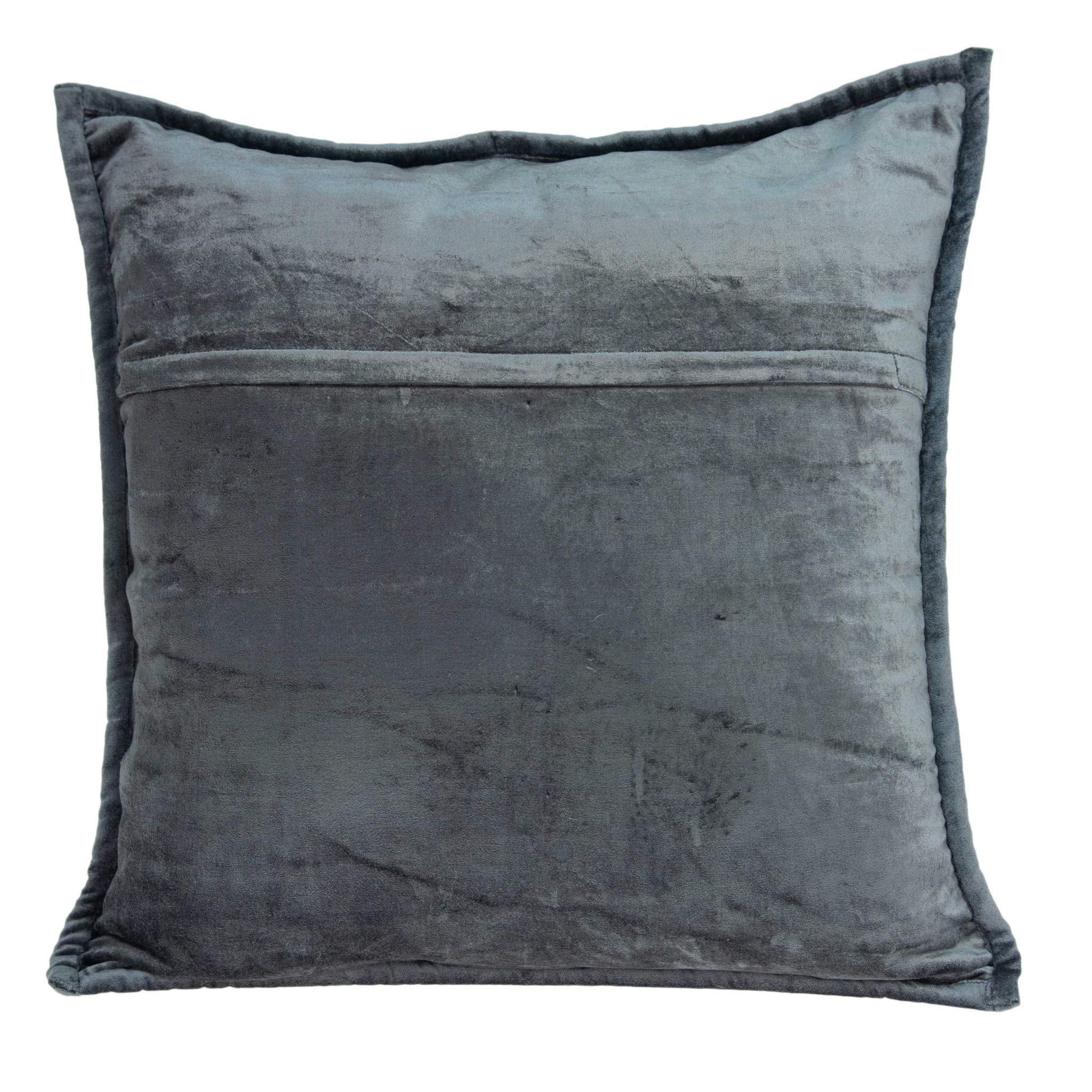 HomeRoots 50% Cotton, 50% Viscose 20' X 7' X 20' Transitional Charcoal Solid Quilted Pillow Cover with Down Insert