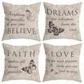 Huyaw Farmhouse Rustic Butterfly Believe Dreams Faith Love Throw Pillow Covers, Inspirational Butterfly Gifts For Women, Motivat