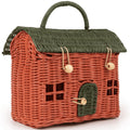 KOLWOVEN Rattan House Storage Basket with Lid - Mouse in a Box House- Small Doll house- Decorative Hand Woven Shelf Organizer Cu