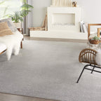 Nourison Essentials Indoor/Outdoor Silver Grey 8' X 10' Area Rug, Easy Cleaning, Non Shedding, Bed Room, Living Room, Dining Roo