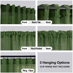 Koufall Dark Green Curtains 63 Inch Length For Living Room,Sheer Curtains For Bedroom 63 Inches Long,Olive Green