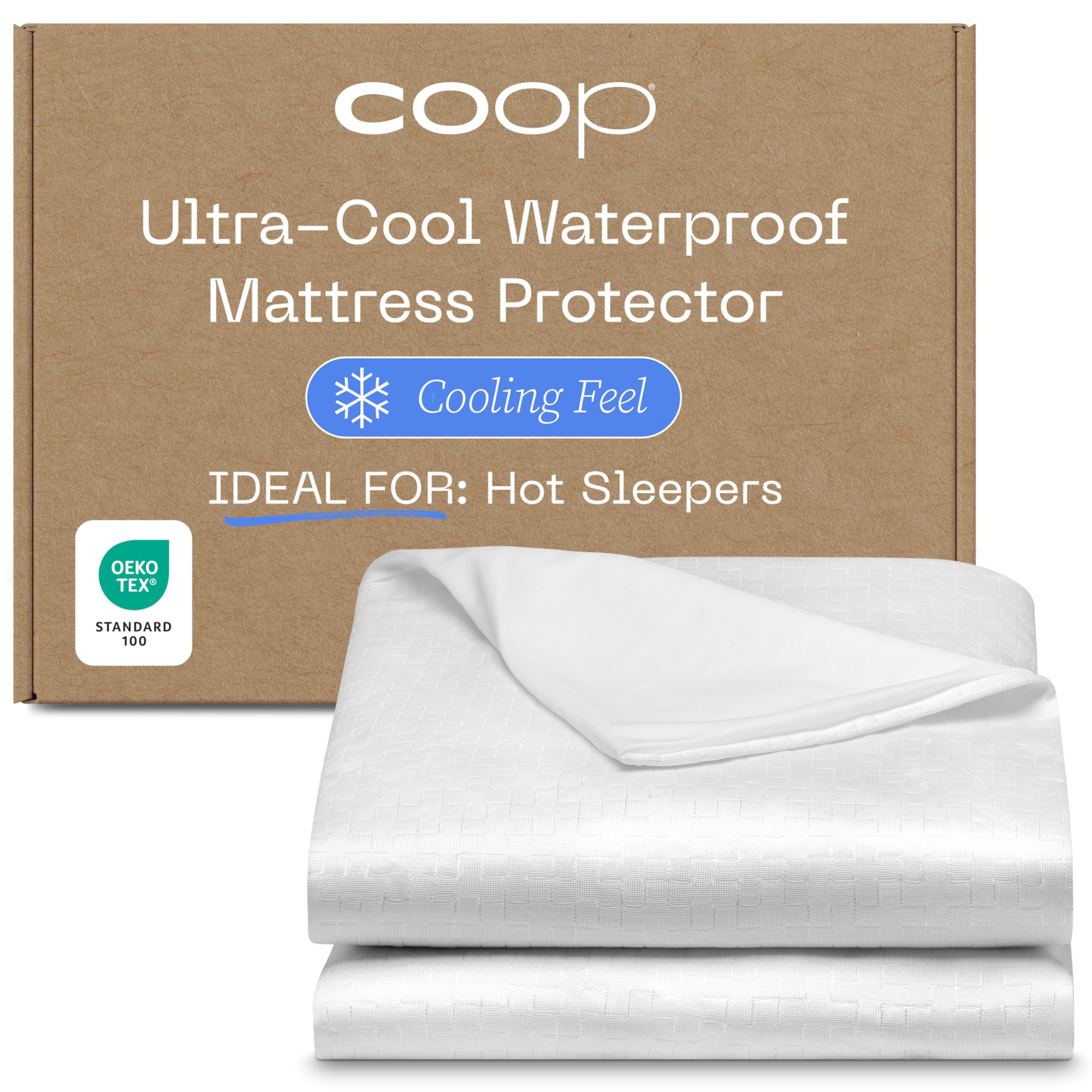 Coop Home Goods Ultra-Cool Waterproof Mattress Protector, Twin Mattress Protector, Machine Washable Cooling Mattress Cover, Whis