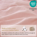 Simple&Opulence Belgian Linen Sheet Set Solid Color - 4 Pieces (1 Flat Sheet & 1 Fitted Sheet & 2 Pillowcases) Natural Flax Cotton Blend Soft Bedding Breathable Farmhouse - Pale Pink, King Size