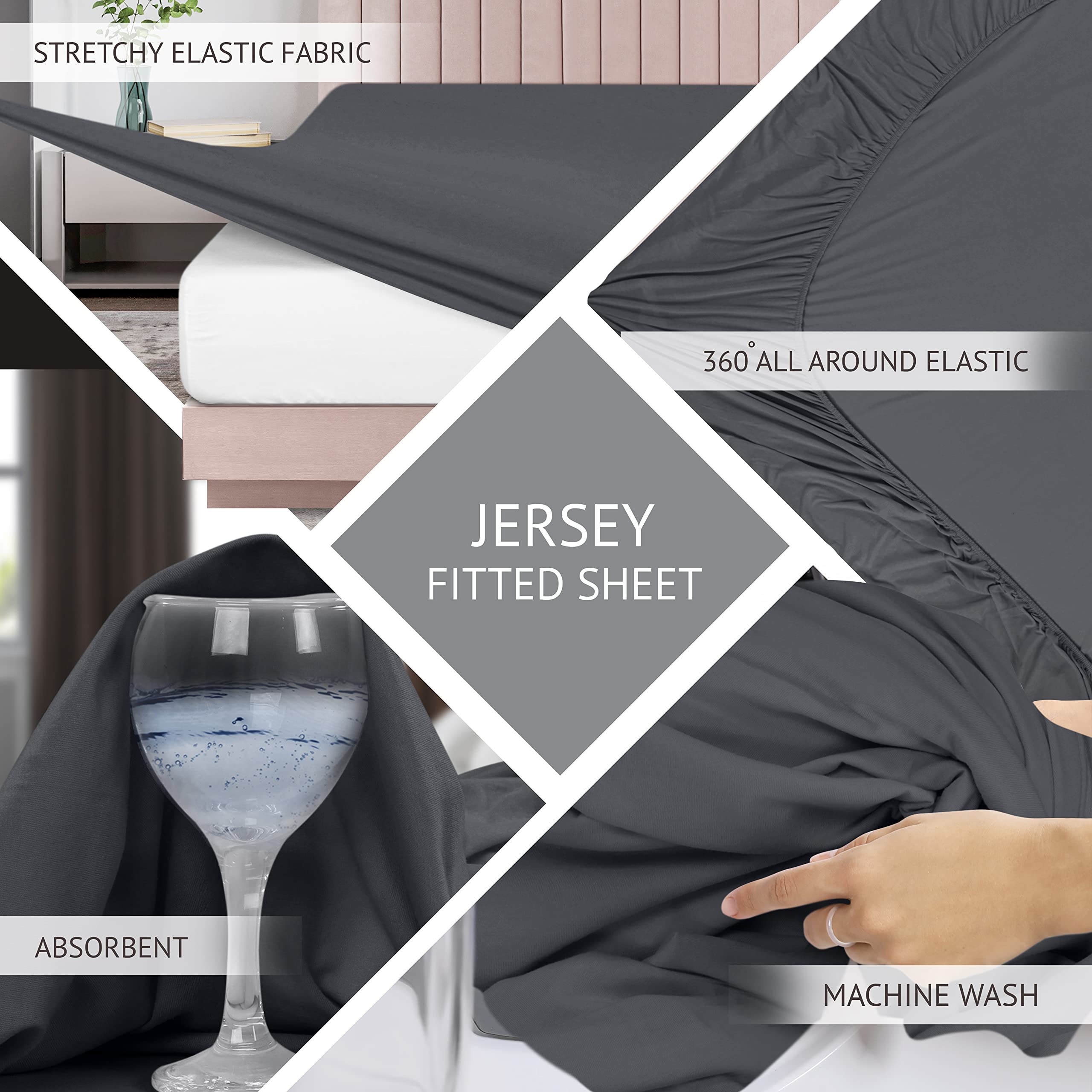 Utopia Bedding Queen Sheet Set - Jersey Knit Sheets 4 Piece Queen Jersey Sheet Set - Cotton Jersey Sheets - Soft T-Shirt Stretch