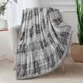 Pavilia Light Grey Plaid Sherpa Throw Blanket For Couch, Soft Plush Gray Flannel Blanket & Throws For Bed Sofa, Warm Cozy Winter