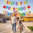 First Day Of Preschool Banner Decorations, Back To School Preschool Party Supplies, Welcome Back To Preschool Banner, Back To Sc