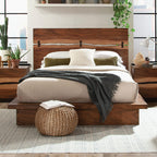 Coaster Home Furnishings Winslow Farmhouse Wood California King Size Panel Bed Frame Platform Bed 52-inch Headboard Smokey Walnut 223250KW