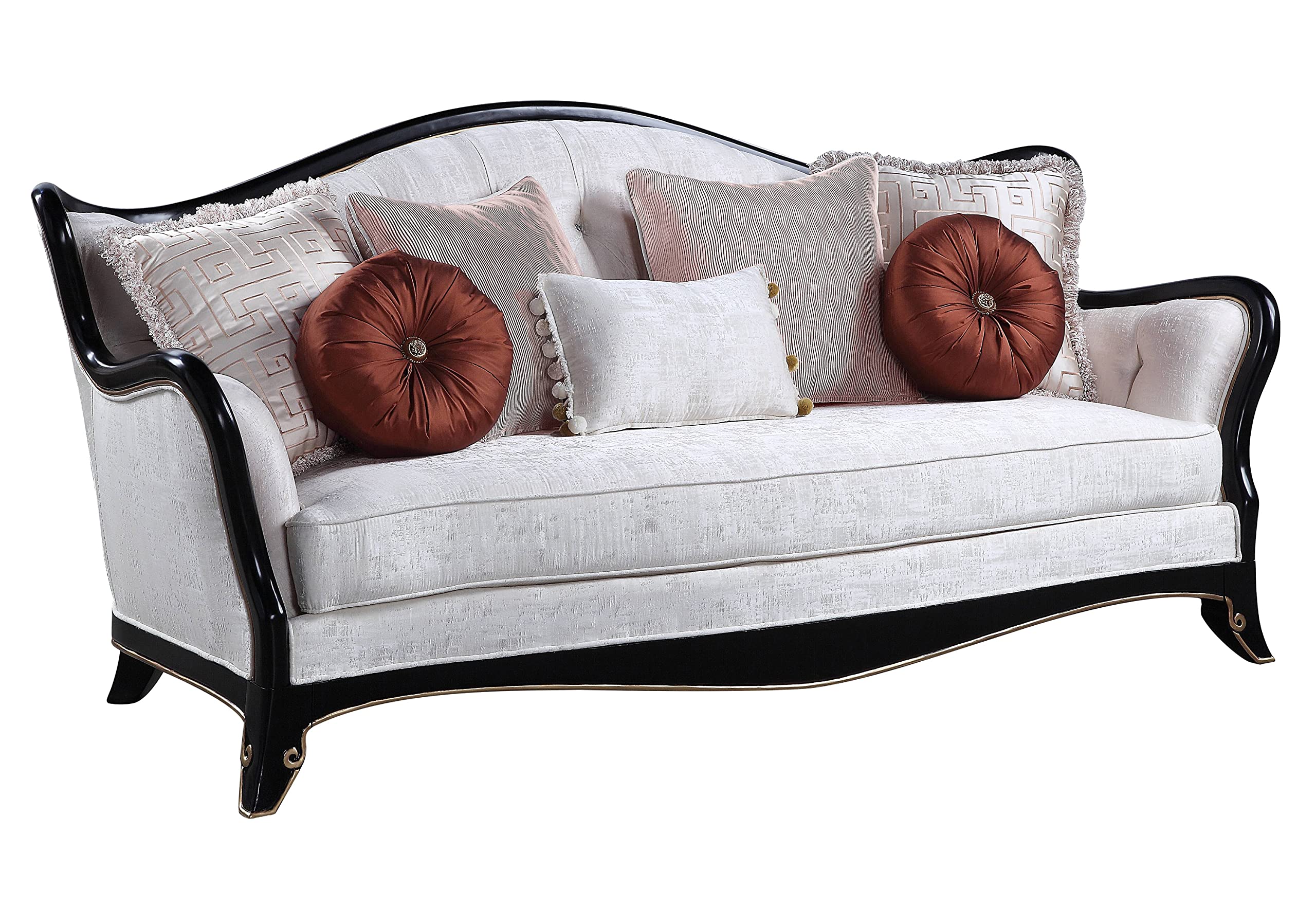 Acme Nurmive Sofa with 7 Pillows in Beige