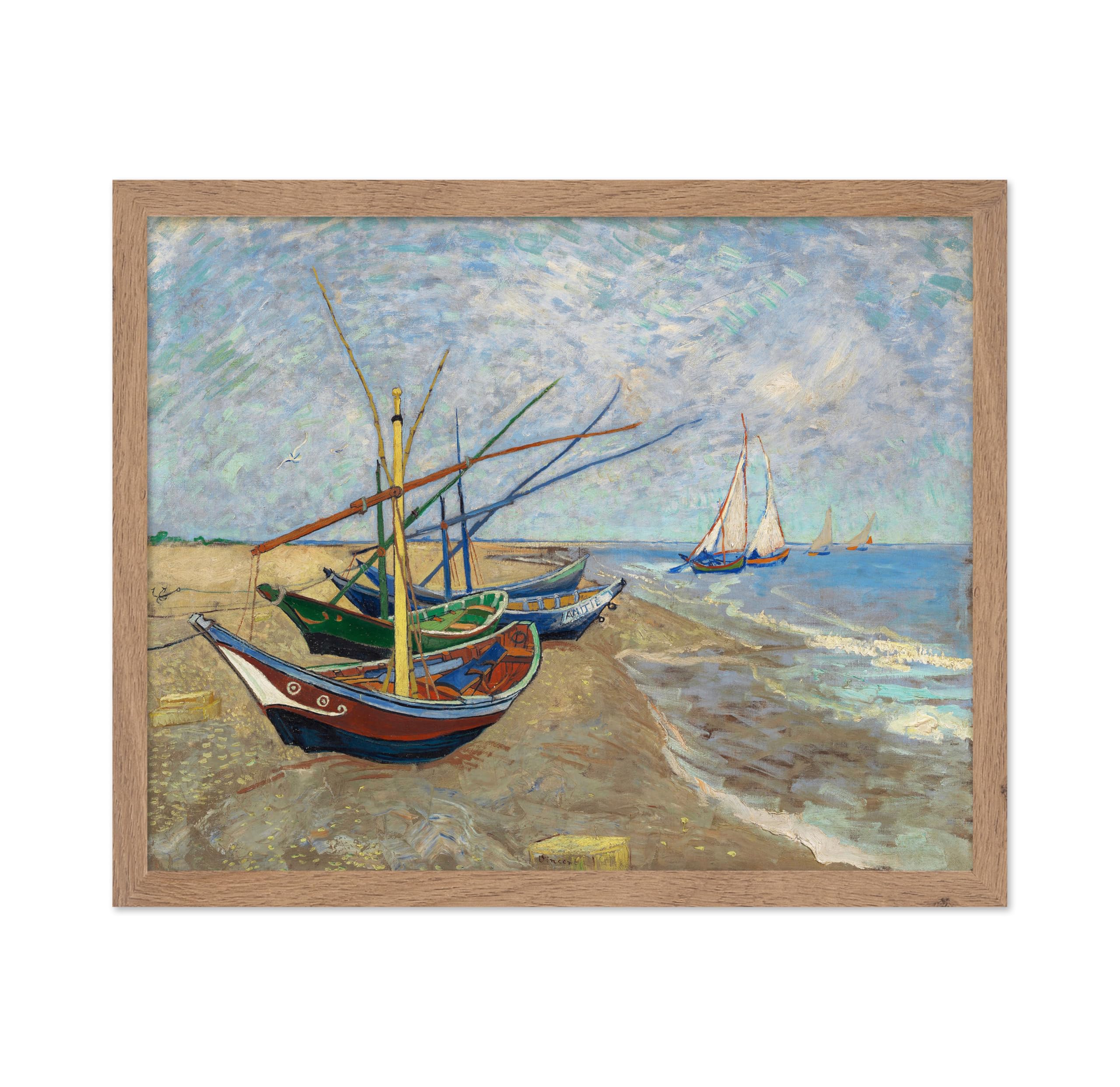 Poster Master Vintage Van Gogh Poster - Retro Impressionism Print - Gift for Artist, Captain - Fishing Boats at Saintes Maries d