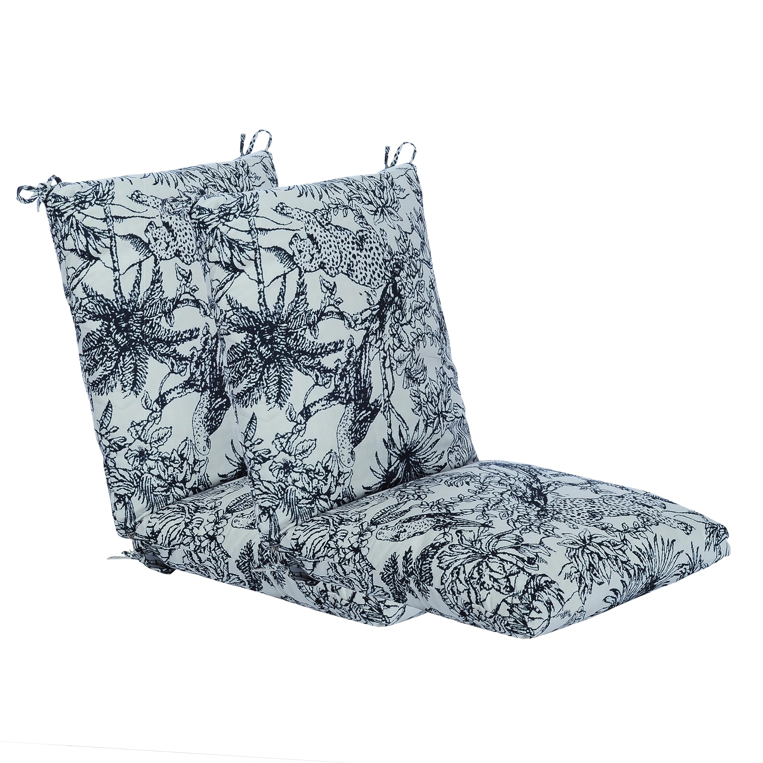 Makimoo Set Of 2 Outdoor Dining Chair Cushions, Patio Seating Cushions, 38X18X4.5 Inch, For Garden Patio Furniture (Jungle Leopa