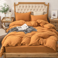 Pure Era Jersey Knit Duvet Cover Set 100% T-Shirt Cotton Super Soft Comfy 2Pc Bedding Set With Zipper Closure (Solid Burnt Orang
