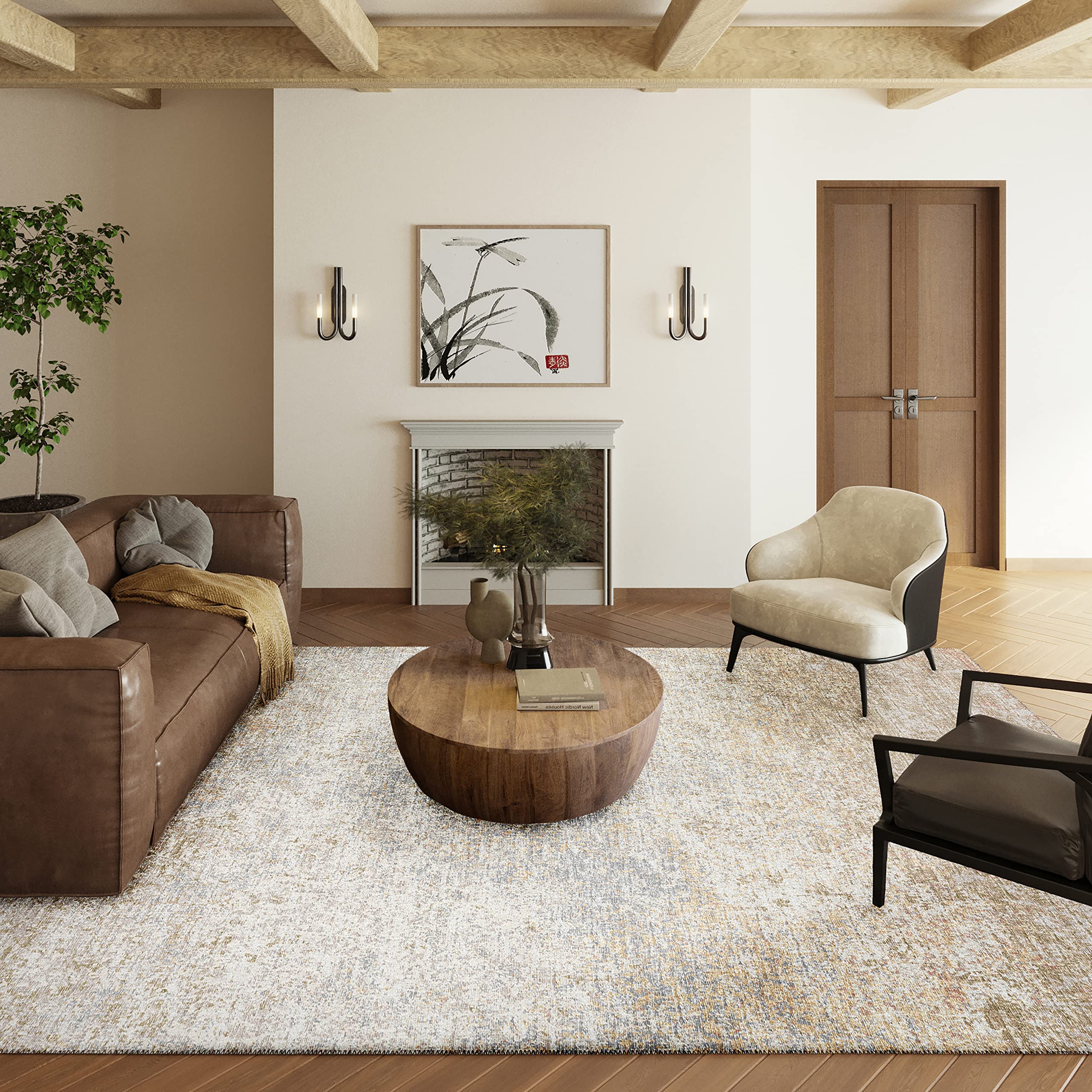Addison Rugs Rylee Ary33 Beige Washable 10' X 14' Indoor Outdoor Area Rug, Easy Clean, Machine Washable, Non Shedding, Bedroom, Entry, Living Room, Dining Room, Kitchen, Patio Rug