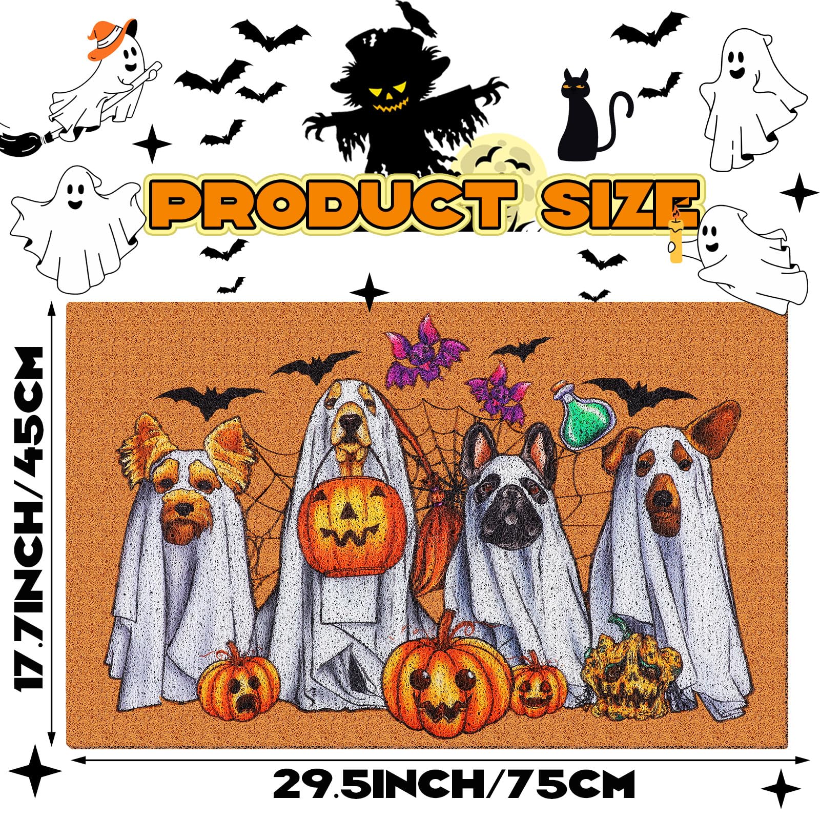 Drydiet Halloween Door Mat Outdoor Entrance Halloween Doormat Decoration Imitation Coir Doormat Farmhouse Floor Mats Door Rugs F