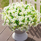 Ivydale Artificial Fake Outdoor Outside Plants Flowers For Fall Winter, 12 Bundles Faux Silk White Morning Glory Look Real Uv Re