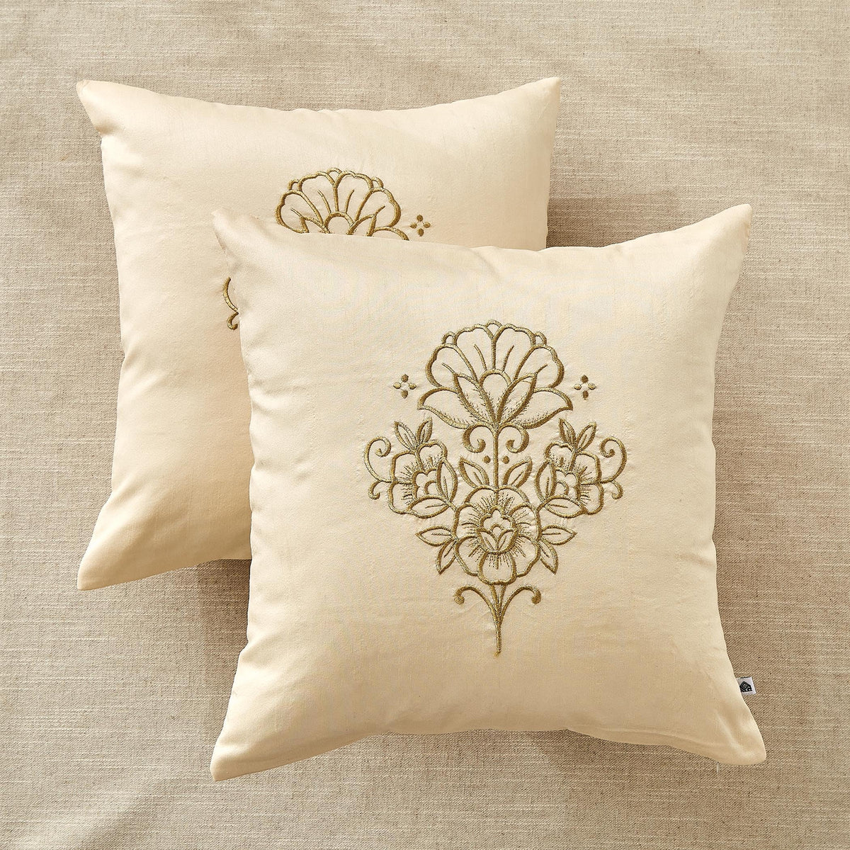 Home Centre Velin Baroque Set Of 2 Damask Embroidered Cushion Covers  40X40Cm