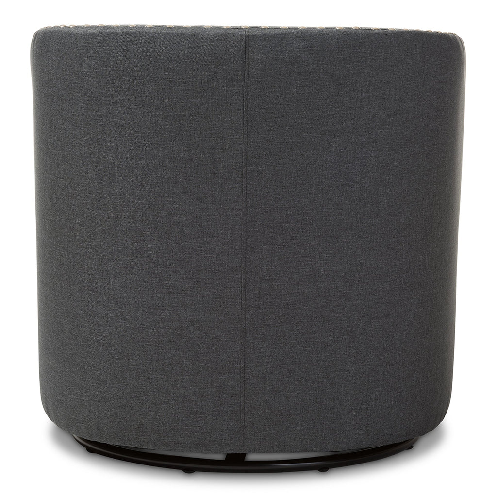 Baxton Studio Finley Mid Century Modern Fabric Upholstered Swivel Armchair, Grey