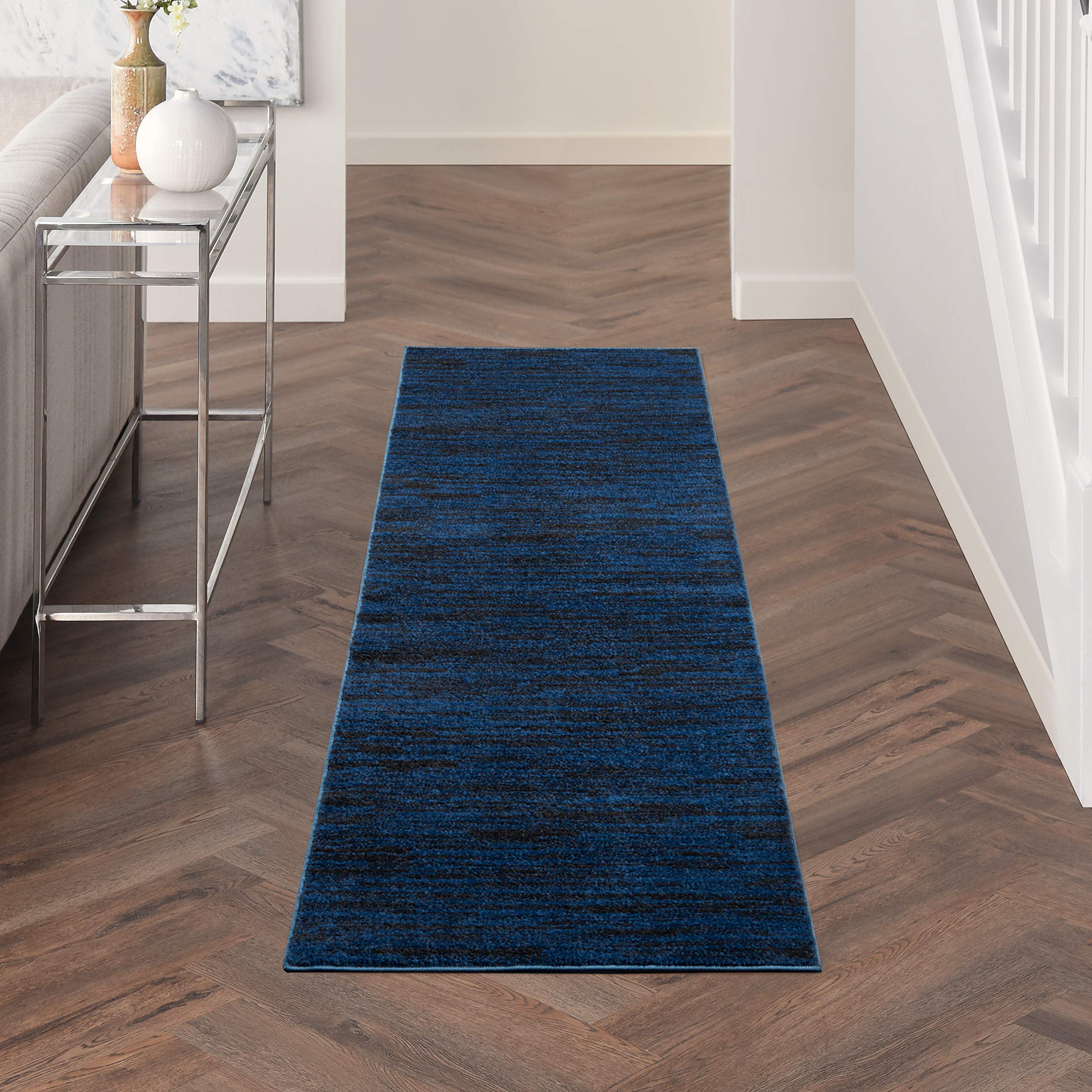 Nourison Essentials Indoor/Outdoor Midnight Blue 2 x 6 Area-Rug, Easy-Cleaning, Non Shedding, Bed Room, Living Room, Dining Ro