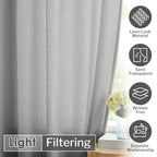 Melodieux Silver Gray Semi Sheer Curtains 72 Inches Long For Bedroom, Living Room Linen Look Privacy Window Rod Pocket Sheer Dra