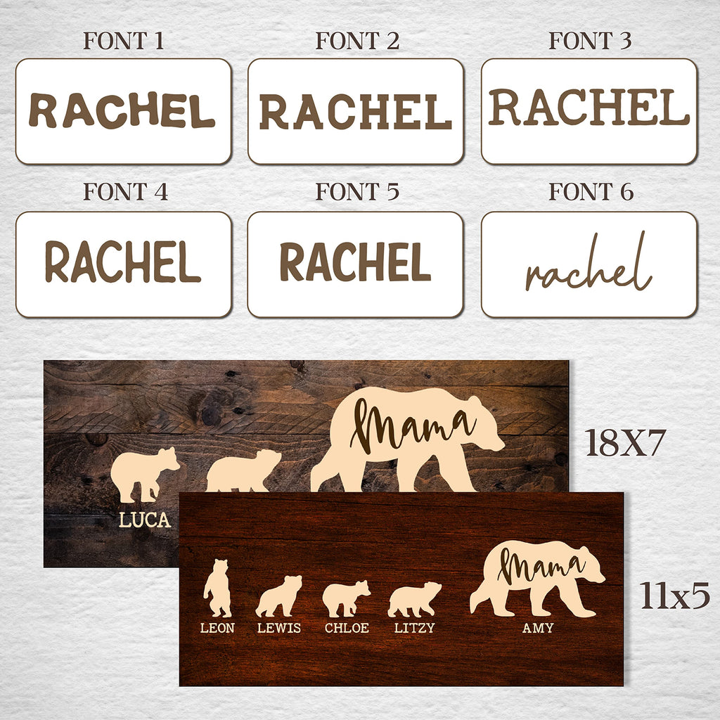 Personalized Mama Bear & Cubs Sign With Names - Up To 5 Cubs - 10 Colors & 6 Font Options, Custom Mama Bear Sign, Gift For Mom F