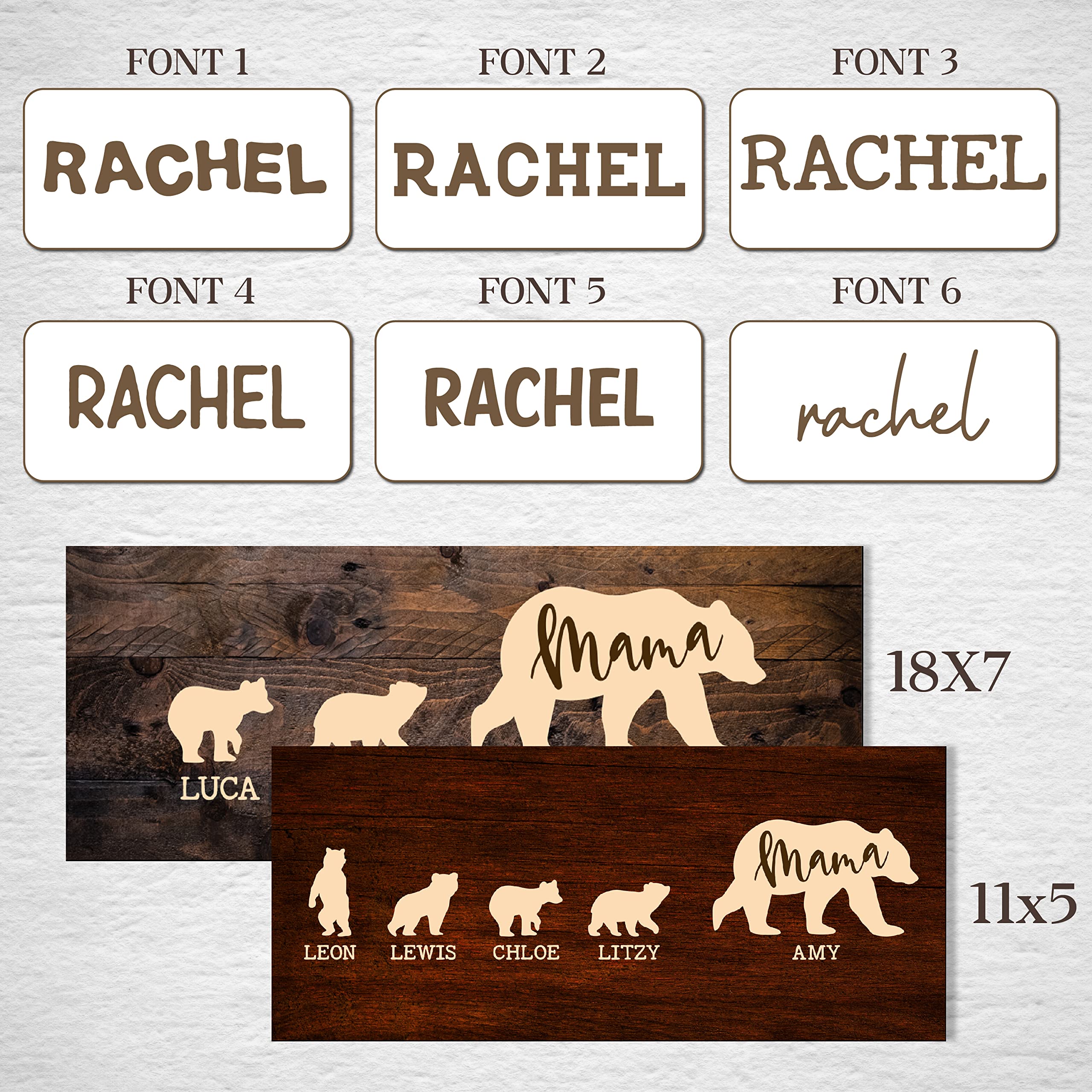 Personalized Mama Bear & Cubs Sign With Names - Up To 5 Cubs - 10 Colors & 6 Font Options, Custom Mama Bear Sign, Gift For Mom F
