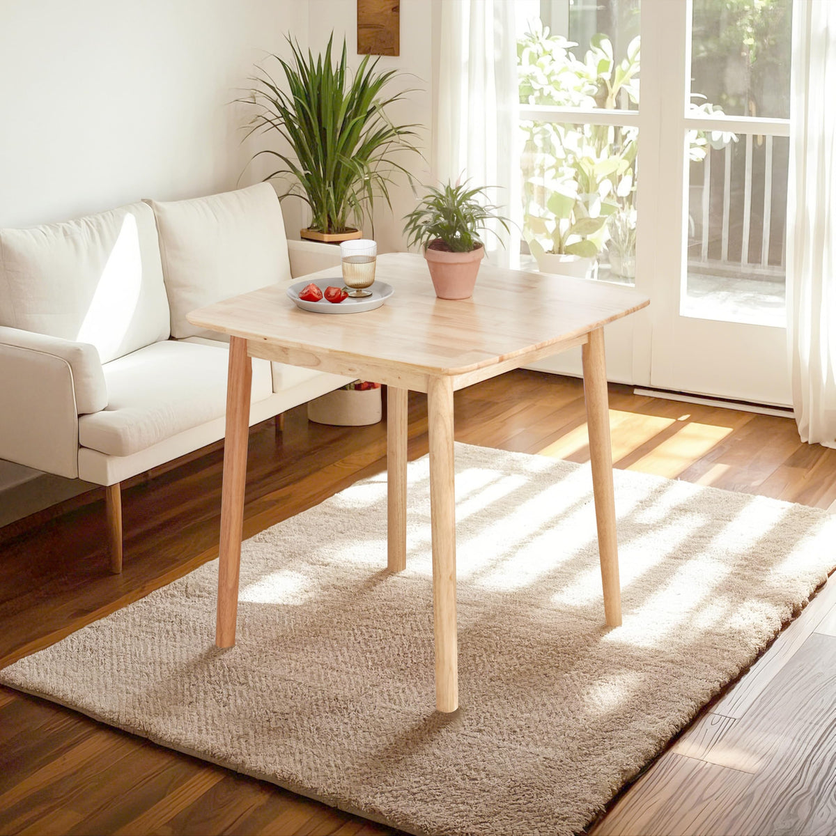 Livinia Aslan 29.5' Malaysian Oak Square Wooden Dining Table/Small Solid Wood Kitchen Desk (Natural Oak)