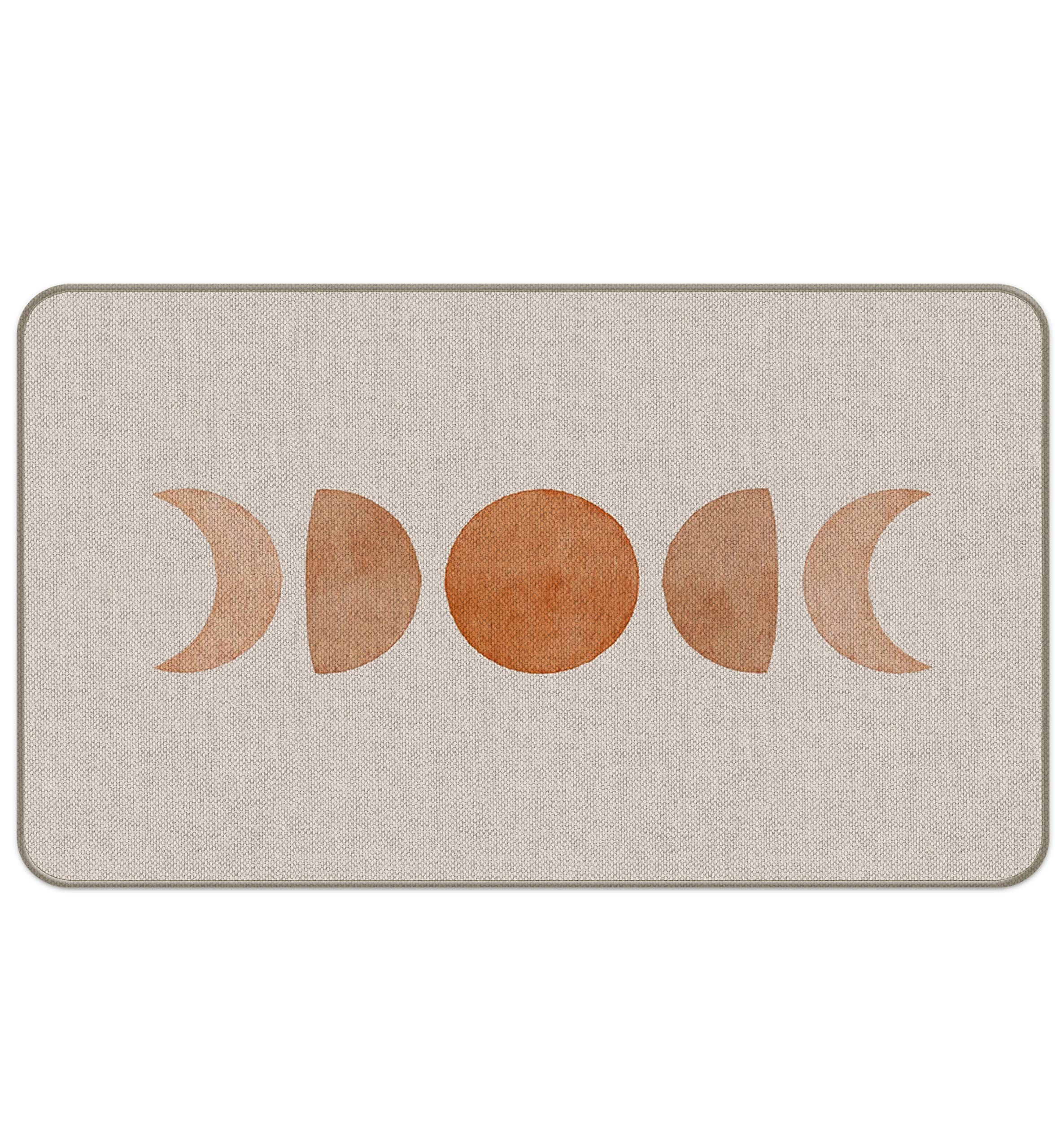 Mixding Boho Abstract Sun Moon Phase Modern Entrance Door Mat 17X30 Inch Doormats Decor, Bohemia Home Front Door Porch Outdoor I
