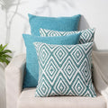 Hpuk Decorative Throw Pillow Covers Set Of 4 Geometric Design Linen Cushion Cover For Couch Sofa Living Room, 18'X18' Inches, Aqua Blue