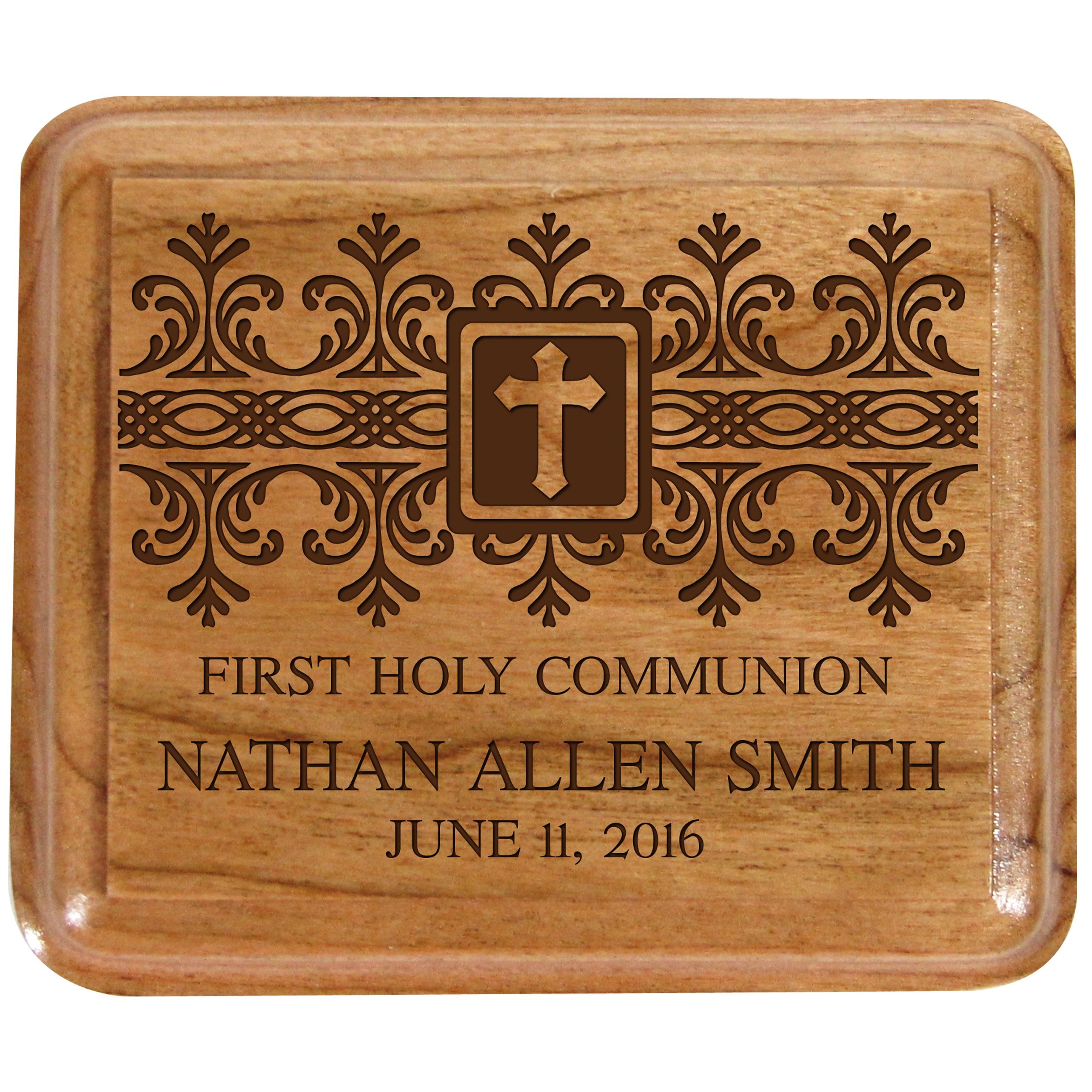 LifeSong Milestones Personalized Wooden Keepsake Box First Communion Gifts For Boys Jewelry Box Christening Gifts For Boys Bapti