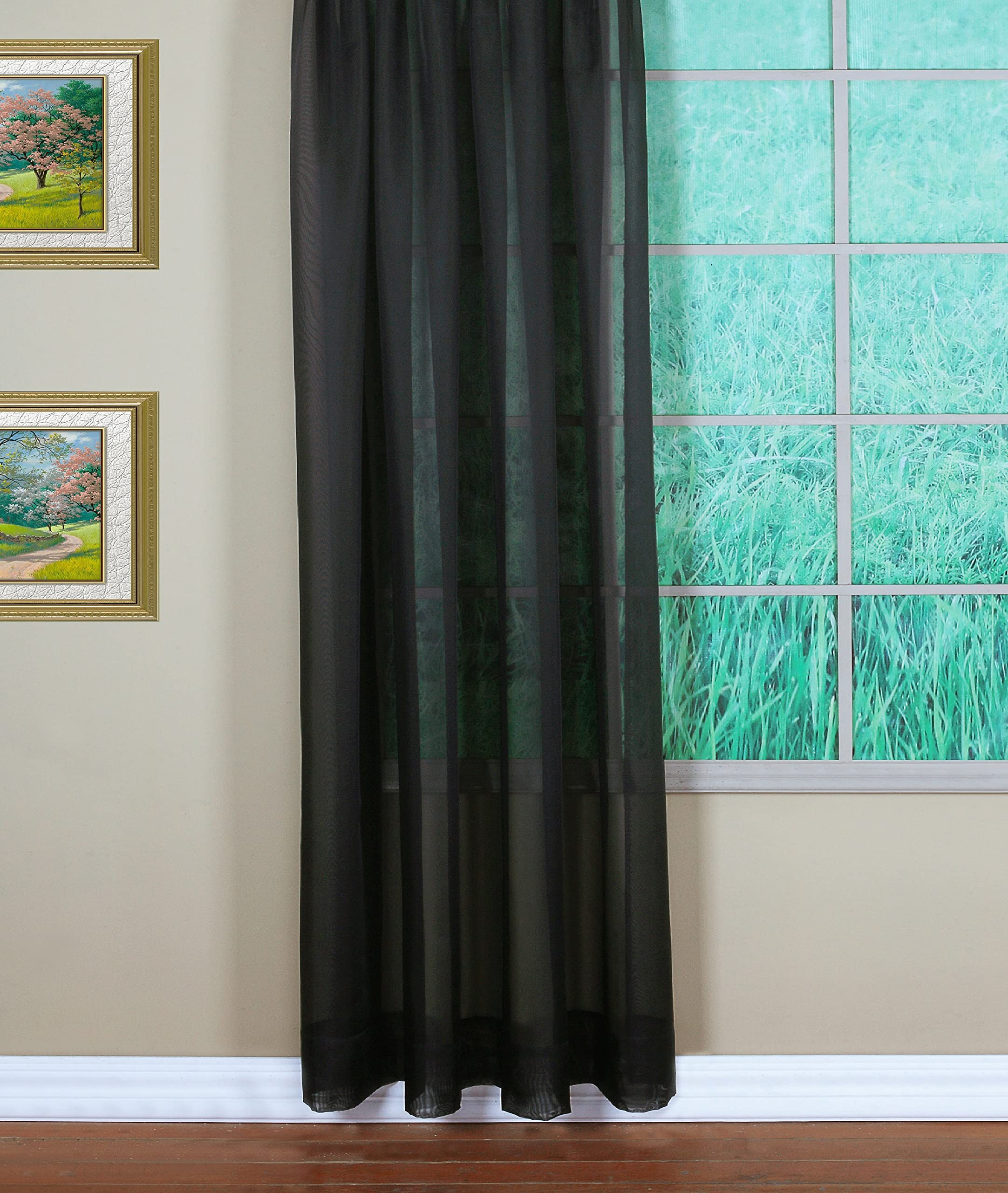 Today'S Curtain Emelia Original Voile Panel 95', Black, 60' W X 95' L