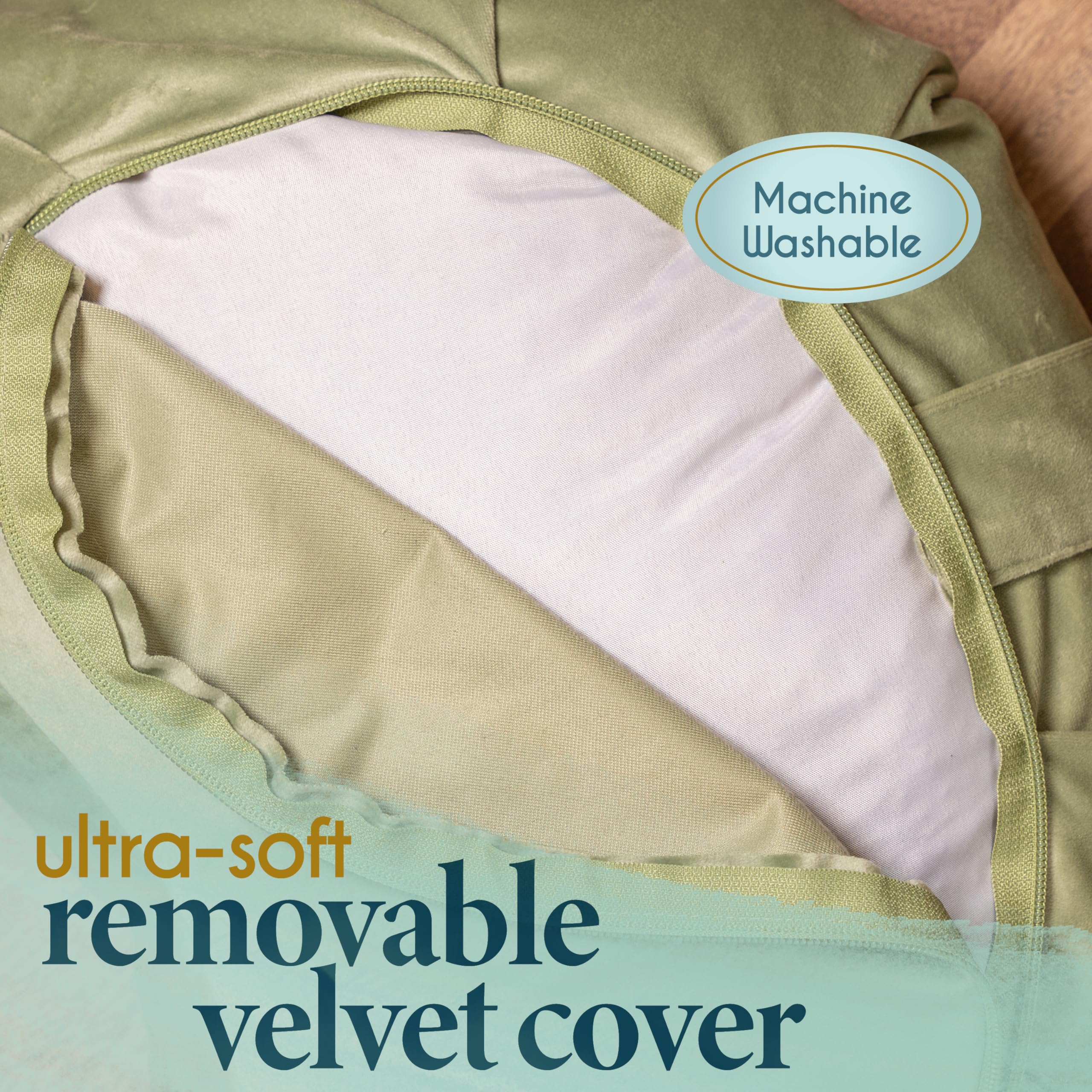 Florensi Meditation Cushion - Comfortable Floor Pillow - Traditional Crescent Meditation Pillow With Beautiful Velvet Cover - Large Floor Cushion Seating For Adults - Premium Yoga Buckwheat Bolster