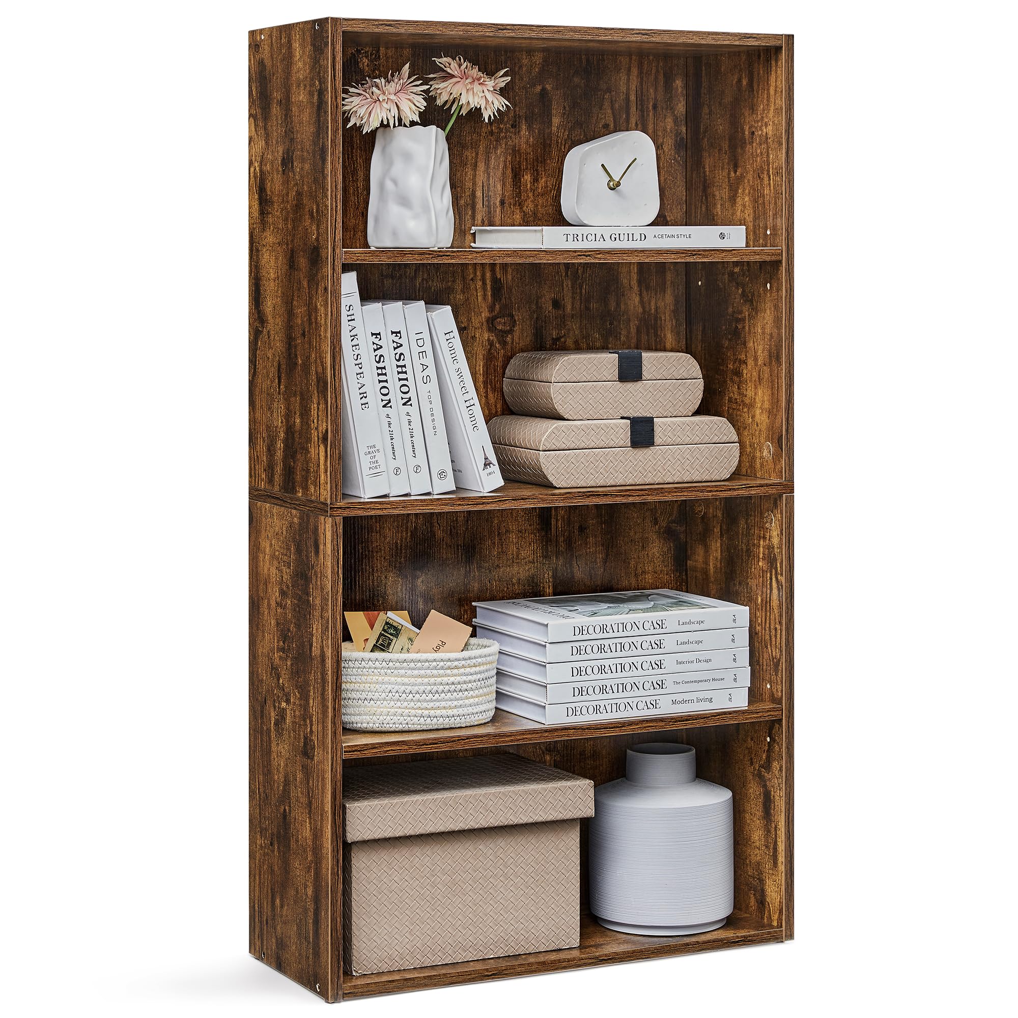 Vasagle Bookshelf, 23.6 Inches Wide, 4-Tier Open Bookcase With Adjustable Storage Shelves, Floor Standing Unit, Rustic Brown Ulbc164X01