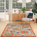 Nourison Aloha Indoor Outdoor Red Multicolor 6' X 9' Area Rug, Easy Cleaning, Non Shedding, Bed Room, Living Room, Dining Room, Backyard, Deck, Patio (6X9)