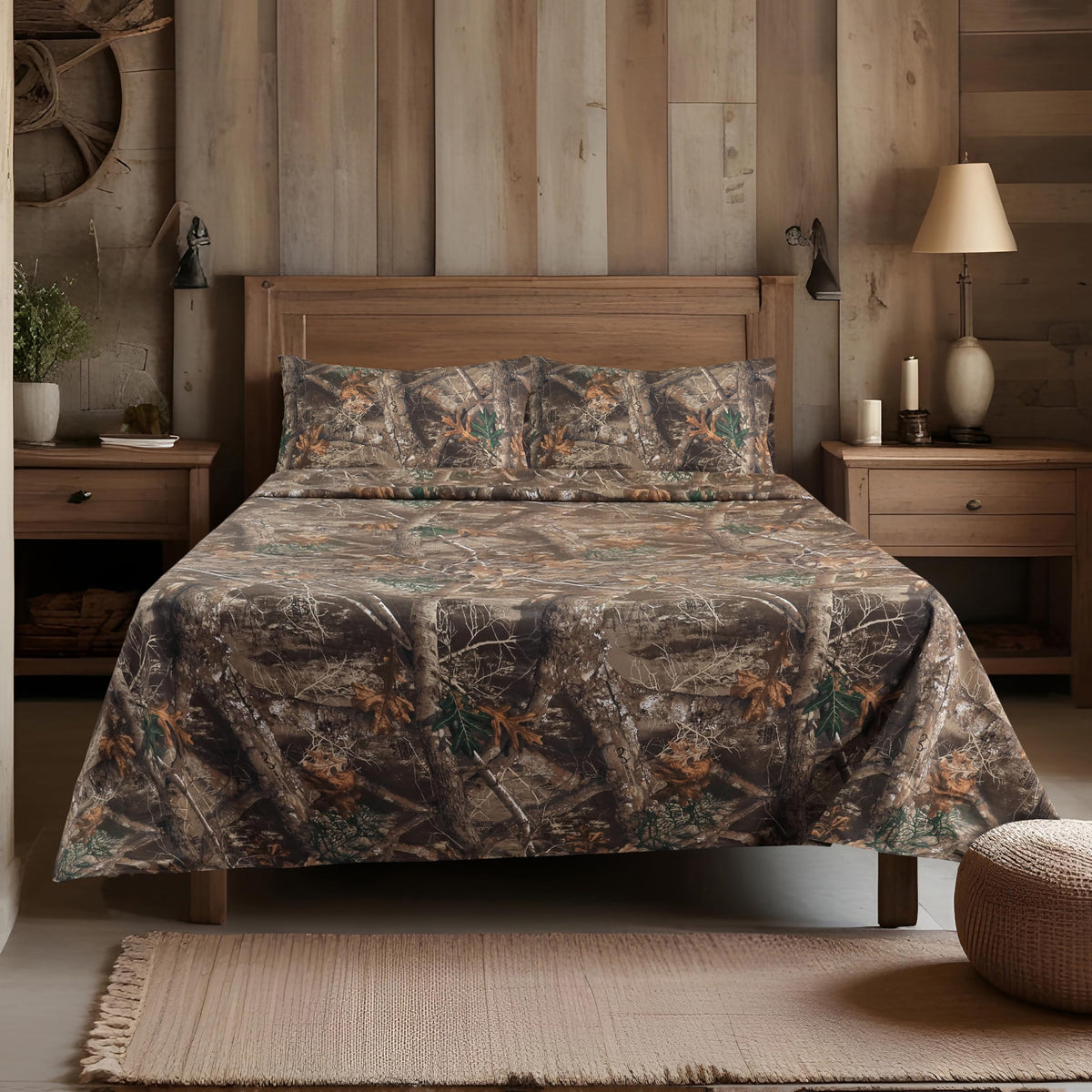 Visi-One Realtree Edge Camo Bedding Full Sheet Set 4 Piece Polycotton Rustic Farmhouse Bedding For Lodge, Cabin & Hunting Bed Se